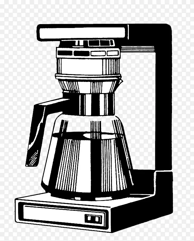 黑白插图欧式烹饪餐具咖啡壶