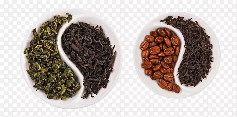安化黑茶与咖啡豆图片素材