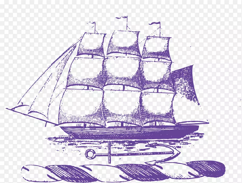 矢量复古帆船