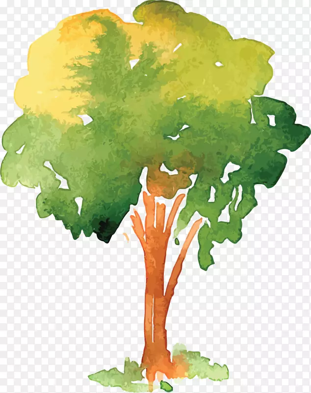 创意水彩树木装饰插画