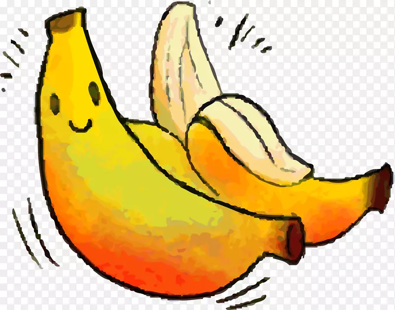 黄色水彩微笑香蕉