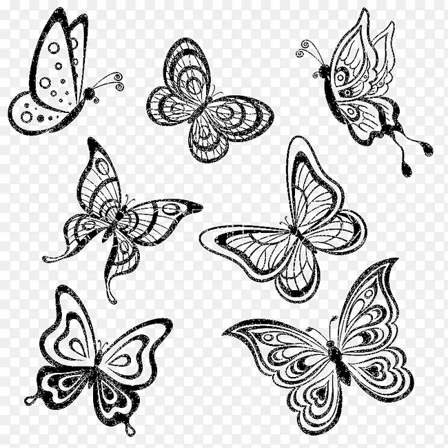 素描一群蝴蝶