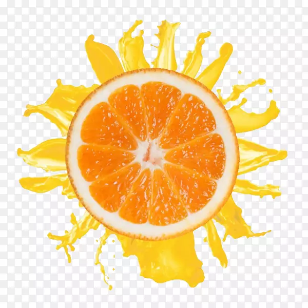 橘黄色飞溅的橙汁