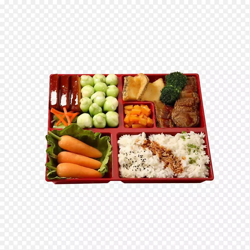 实物食材丰富的午餐盒饭素材