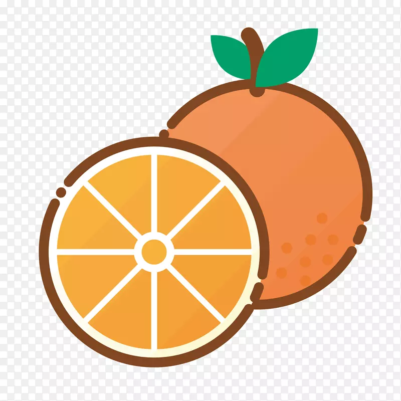矢量扁平水果橙子