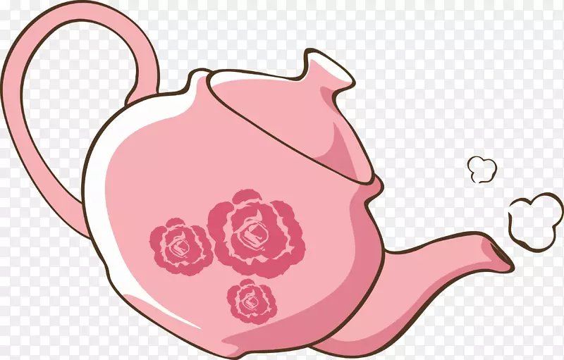 一个矢量粉色茶壶