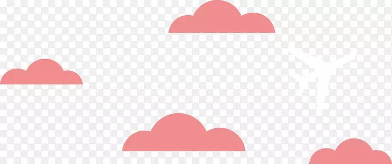 可爱卡通粉红色的云朵和飞机矢量