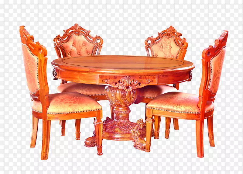 家具实木圆桌与板凳