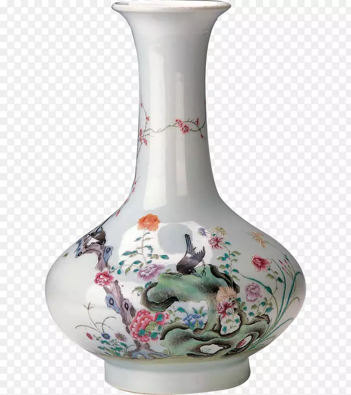 白色花纹瓷器花瓶