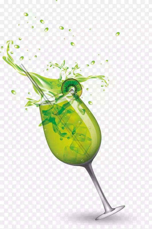 夏季飞溅的绿色果汁