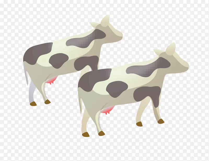 矢量卡通手绘斑点奶牛