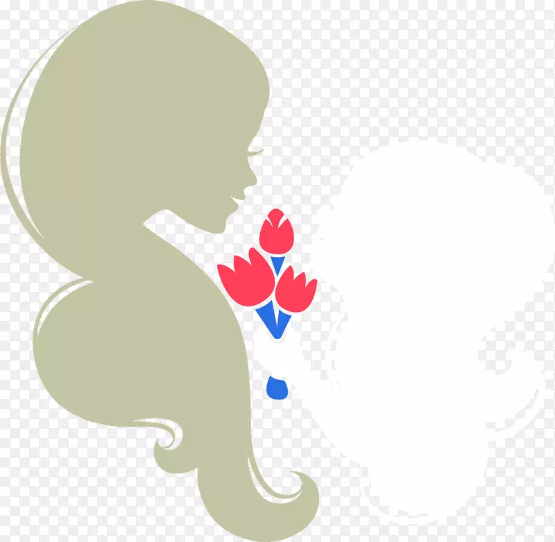 孕妇人物剪影花朵母亲节