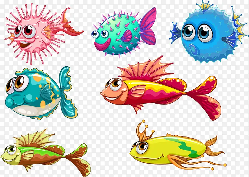 矢量海底动物素材鱼儿可爱卡通