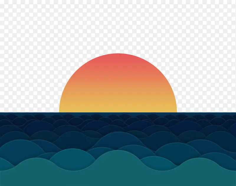 扁平元素海洋日出