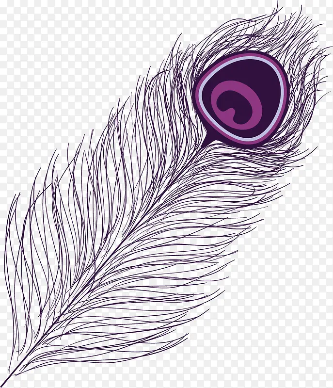 紫色迷你风格卡通矢量羽毛