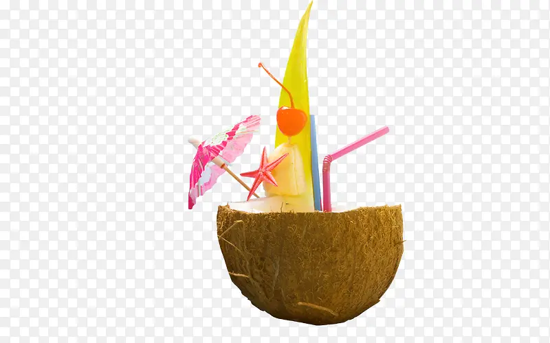 海南椰子汁插着小伞