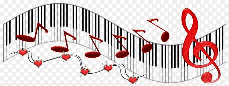 弧形飘动的钢琴音符卡通