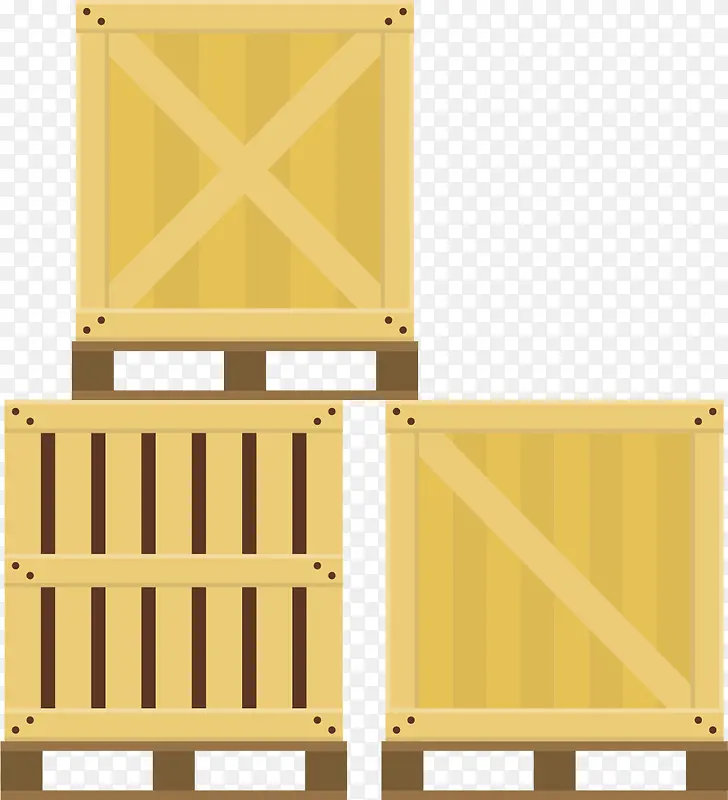 浅黄色木质矢量箱子