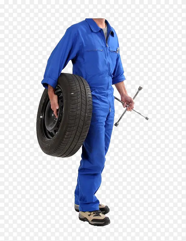 穿蓝色汽车修理工高清免扣素材