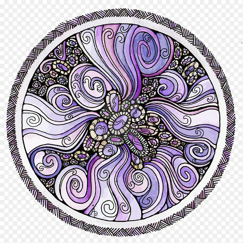矢量紫色圆形精致花纹
