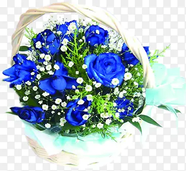 花篮蓝色玫瑰花花朵
