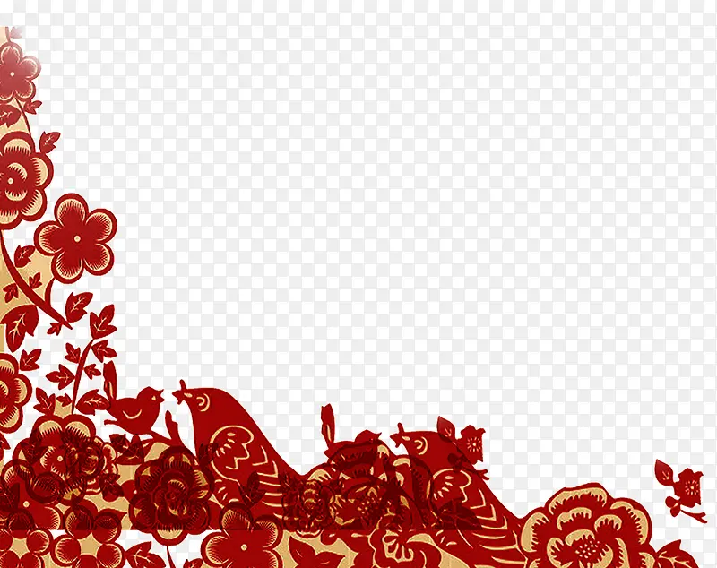 卡通手绘春节剪纸花纹