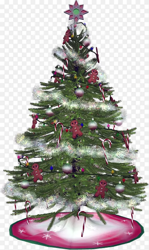手绘紫色礼物圣诞树