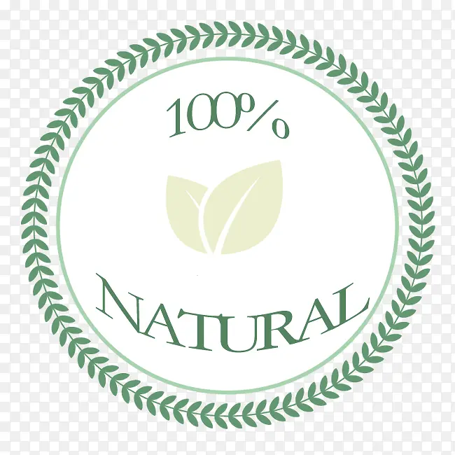 100%纯天然绿色圆形图标