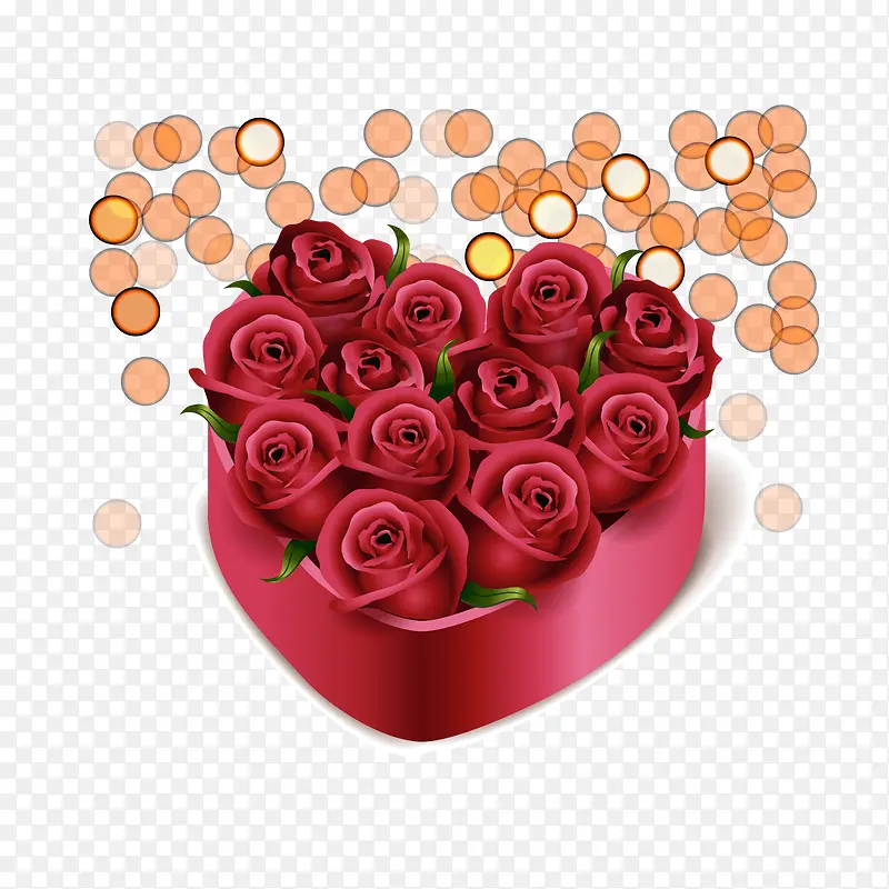 玫瑰爱心礼盒矢量素材