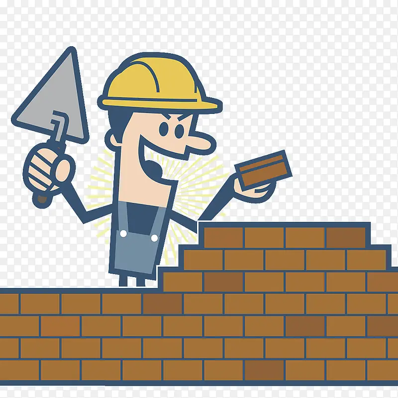 矢量建筑工人堆砌墙