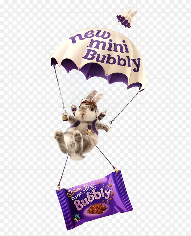 带着巧克力跳伞的兔子