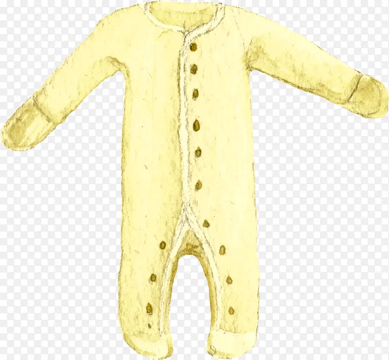 婴儿卡通手绘水彩黄衣服裤子素材
