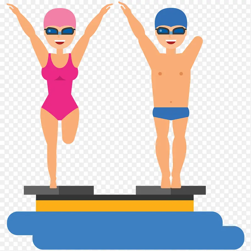 男女跳水运动员插画