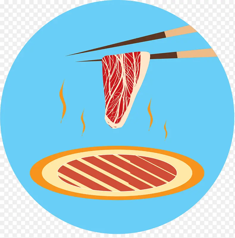 烤肉矢量卡通韩国食物