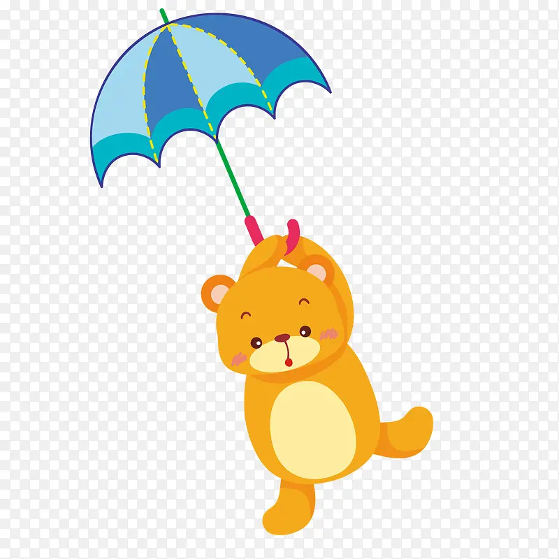 抓着雨伞的小熊设计