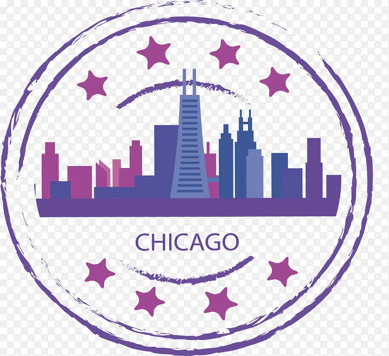 紫色芝加哥纪念戳