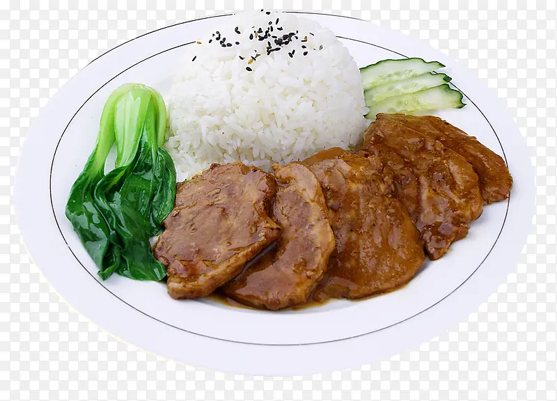 美食青菜鸡肉米饭