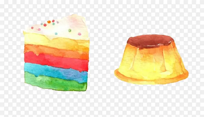 卡通彩虹蛋糕跟布丁