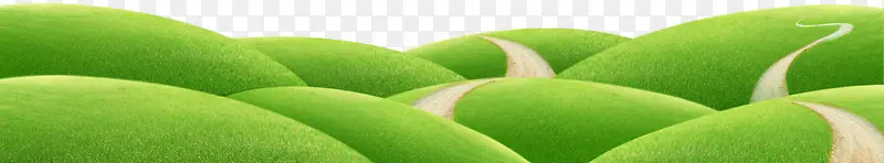 绿色小山坡延伸远方小路
