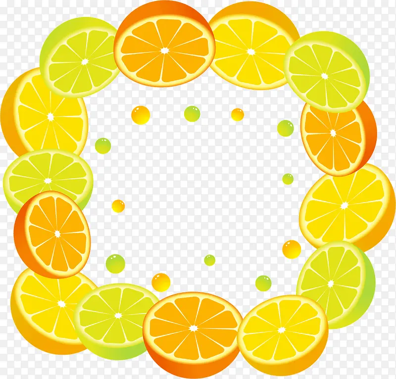 清新可人的柠檬橙子背景矢量图