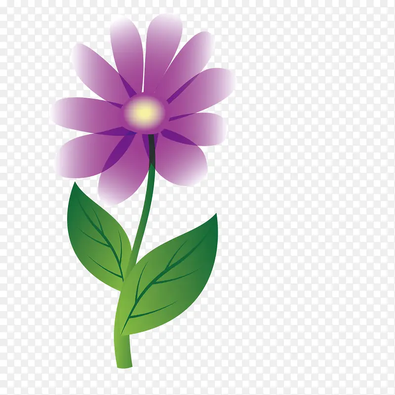 紫色卡通花朵装饰