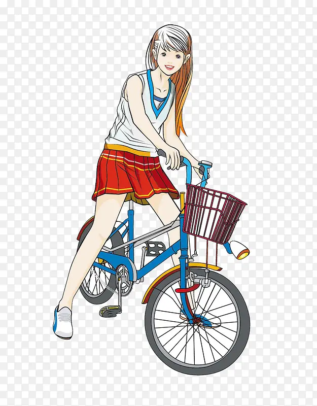 骑脚踏车素材美女