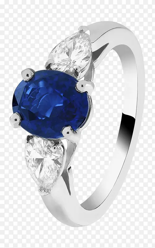 产品实物圆形单颗蓝宝石戒指