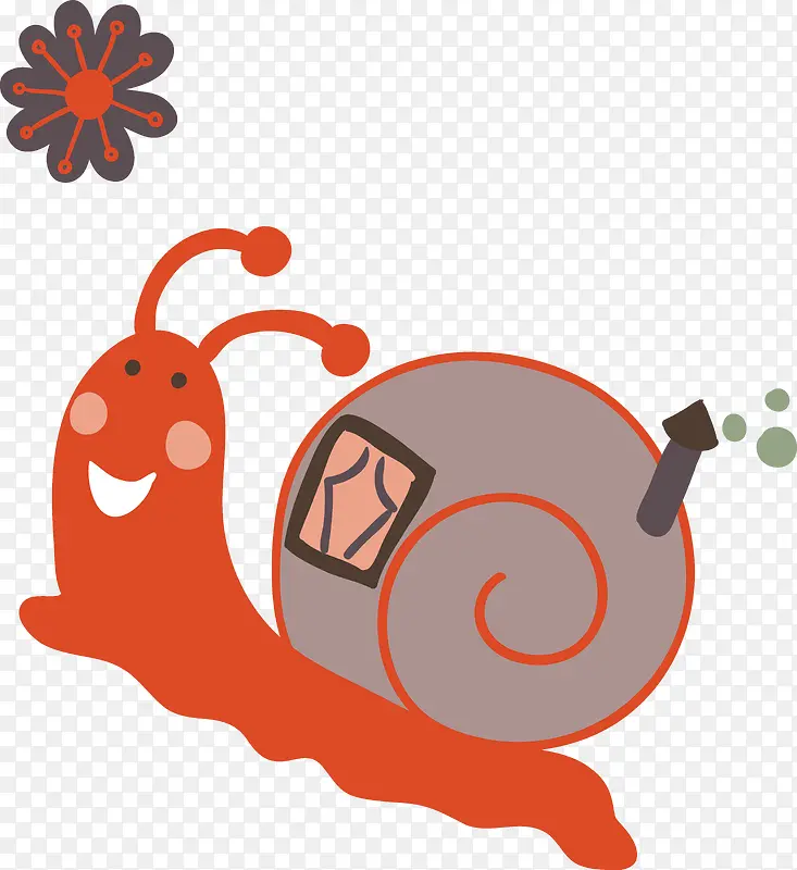 卡通矢量动物红色蜗牛素材