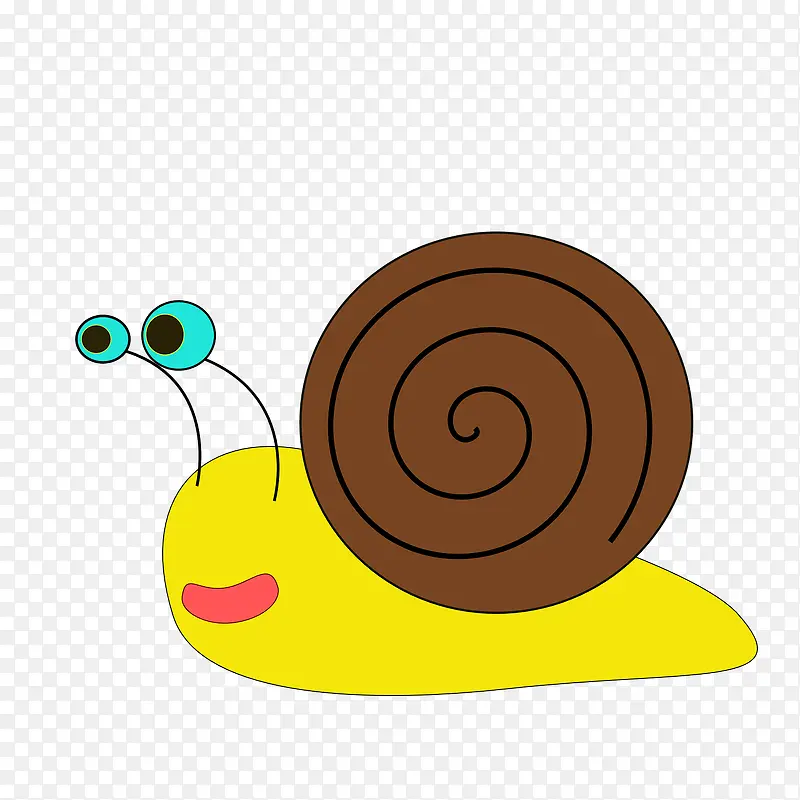 黄色卡通爬行的蜗牛