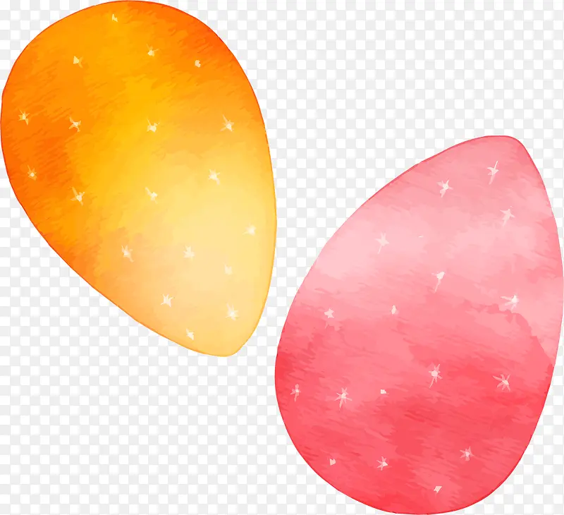 水彩手绘复活节双彩蛋兔子素材