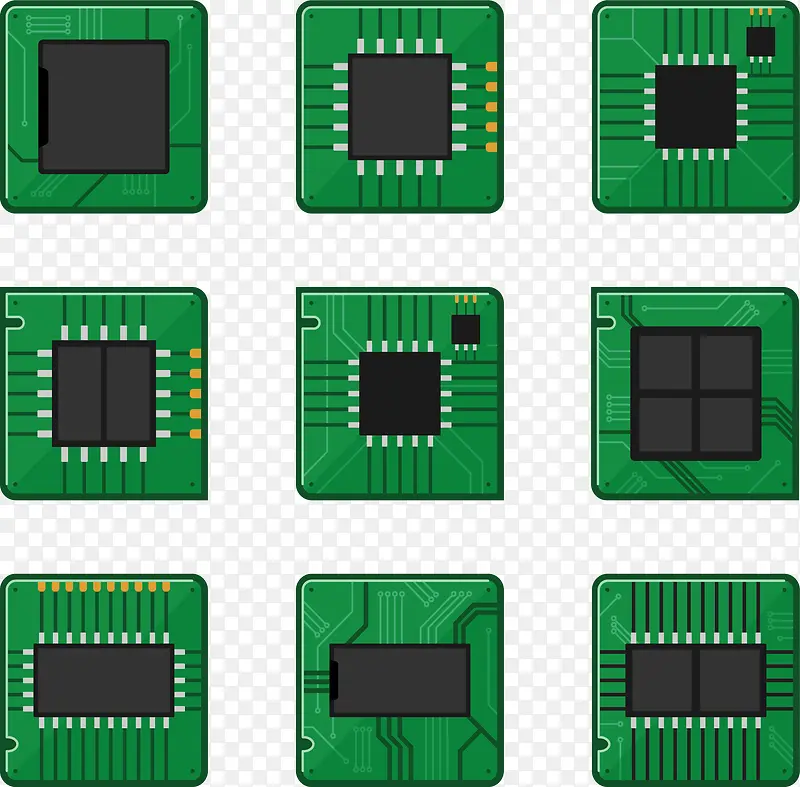 绿色卡通电子芯片