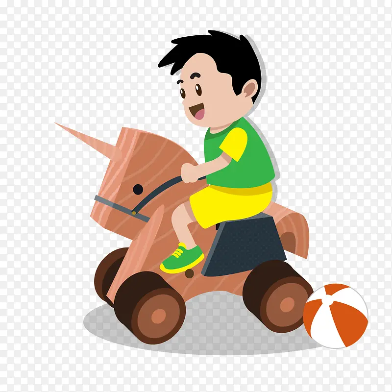 卡通骑木马的儿童设计