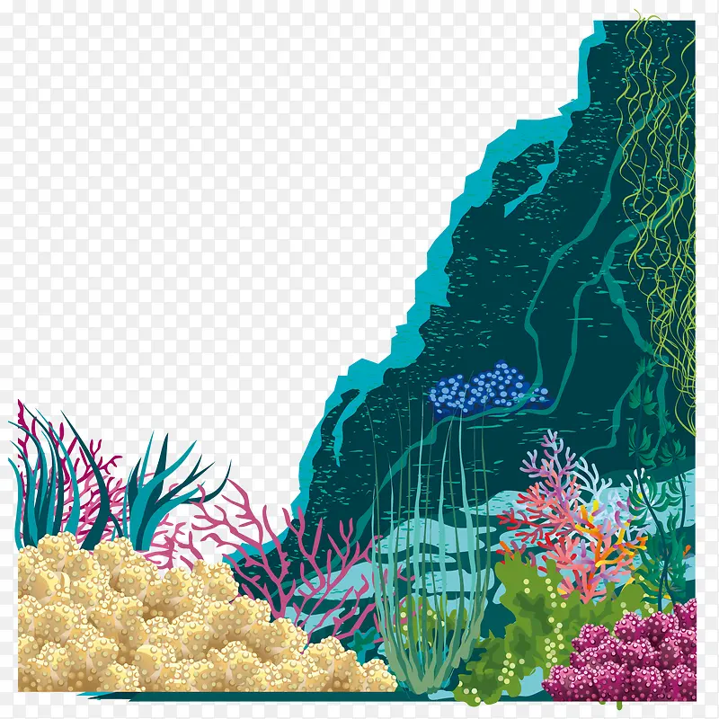 深海珊瑚水草矢量素材