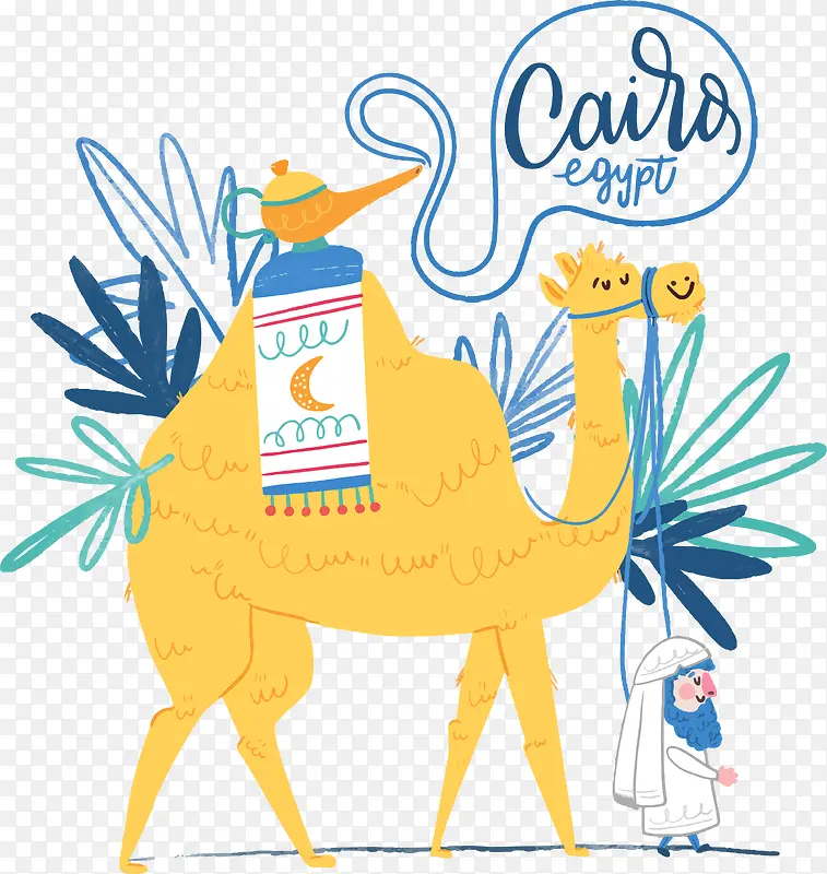 时尚骆驼动物插画矢量图